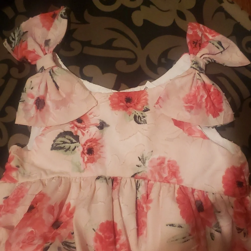 Chasing fireflies Mia & mimi pink floral flowers ruffle bows spring dress 5 5T - Picture 7 of 7